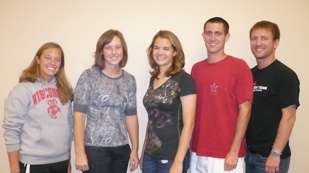 Left to right: Vanessa Grosskopf, Brooke Sampone, Sam Paulsen, Jim Mott, Eamon Bernardoni