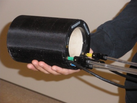 This is the coil of the 4.7T scanner. It is 3 inches in diameter and 6 inches long. Our bioreactor must fit inside of it.