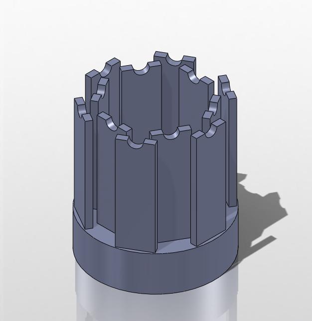 The firing teeth push through the staple cartridge driving the staples through the ureter and bladder tissue into the ring clamp where they bend over and secure the tissue.