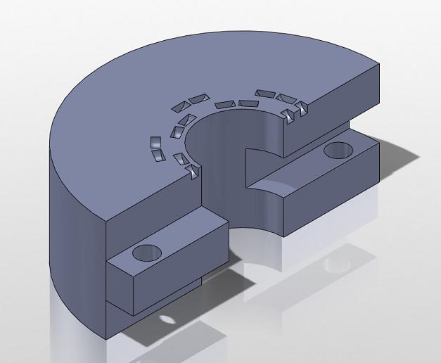 The ring clamp has 2 halves which connect to clamp the ureter tissue around the anvil neck.  The ring clamp ensures that the tissue remains stationary.  It also contains divets and serves as a base against which the staples in the firing mechanism can push against and bend over.