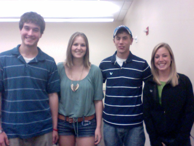 Left to Right:
James Dorrance,
Ashley Quinn,
Andrew Osterbauer, 
Emma Weinberger