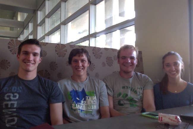 Figure 1. Team members from left to right: Matthew Zanotelli, Karl Kabarowski, Evan Lange, Chelsea Bledsoe