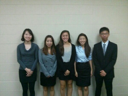 Left to right: Amy Kim, Kimberly Buchanan, Jesse Wang, Ugeun Choi, Yitong He