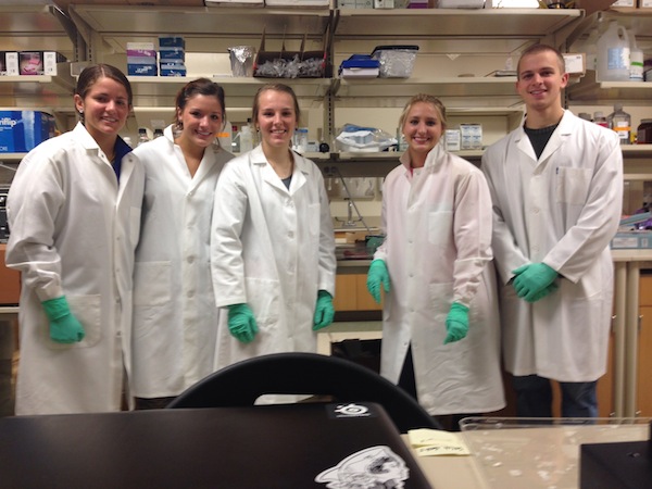 Team members from left to right: Kelsey Veserat, Emily Olszewski, Clair Kurzynski, Alyssa Acker, Ryan Rinehart