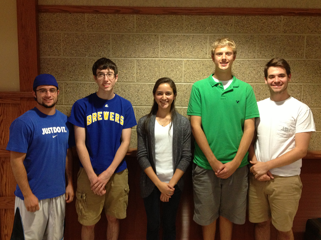 Team members from left to right: Ryan Reynebeau, Michael Hatchell, Ana G. Lara Santiago, Michael Lohr, Tyler Moon
