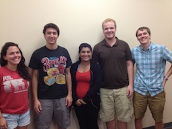 Team members from left to right: Sarah Dicker, Tyler Max, Lida Acuna Huete, Evan Lange, and Karl Kabarowski.