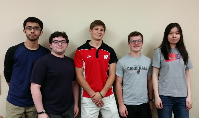 Team members from left to right: Mufaddal Lakdawala, Joshua Plantz, Jack Mcginnity, Thomas Feustel, Ping Hu