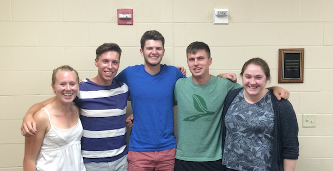 Team members from left to right: Jennifer Westlund, Steven Gock, Matthew Mcmillan, Peter Hartig, Julia Handel