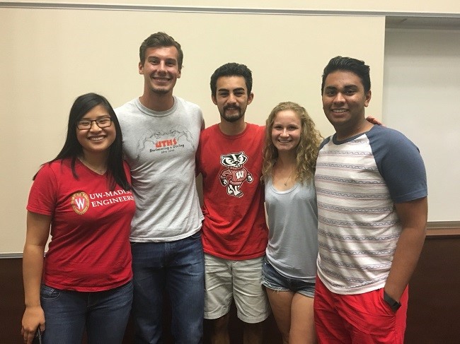 Team members from left to right: Bilin Loi, Eric Solis, Ricardo Zuniga, Savannah Kuehn, Harin Patel