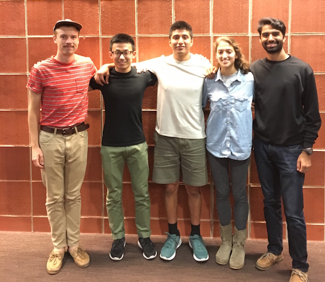 Team members from left to right: Ian Baumgart, Yiqun Ma, Cristian Naxi, Callie Mataczynski, Naren Chaudhry
