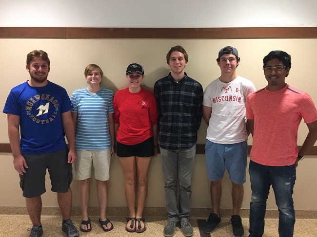 Team members from left to right: Zachary Wodushek, Chelsie Metz, Kinzie Kujawa, Jacob Reiss, John Beckman, Srinidhi Emkay