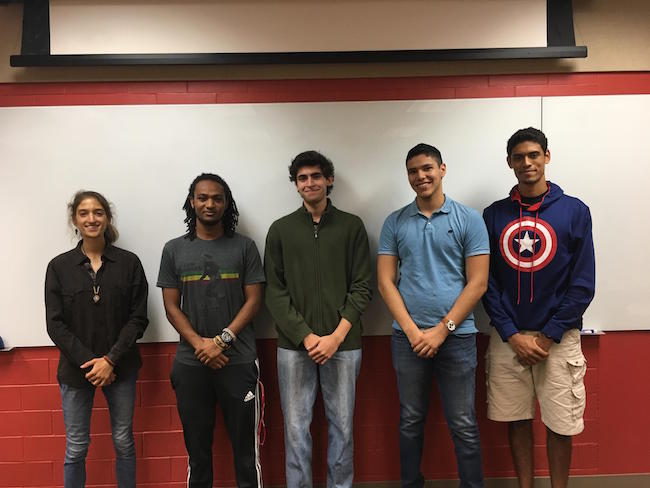 Team members from left to right: Callie Mataczynski, Mengizem Tizale, Yash Gokhale, Roberto Romero, Carlos Veguilla