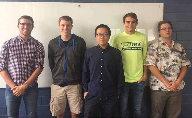 Team members from left to right: Jake Wenzlaff, Conor Pedersen, Junzhou Chen, Eric Arndt, Steven Oakes