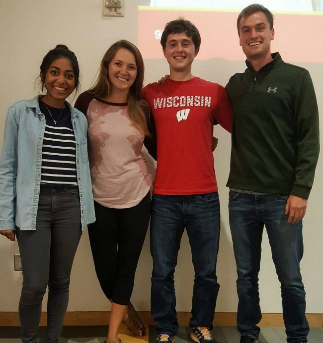 Team members from left to right: Dhyuti Ramadas, Makayla Kiersten, John Jansky, Zach Bower