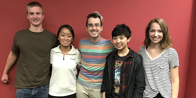 Team members from left to right: Jack O'Keefe, Lisa Xiong, Will Olson, Alex Locsin, Tyler Bambrough