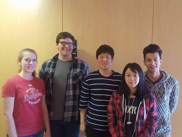 Team members from left to right: Madelyn Goedland, Greg Wolf, He Chang Kang, Candice Tang, Alex Smith