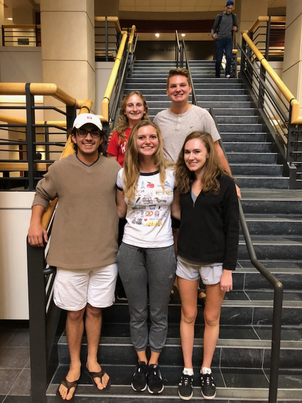 Top row from left to right: Krysta Stroncek, Alex Truettner, bottom row from left to right: David Beedle, Hanna Rainiero, Emma Hansen