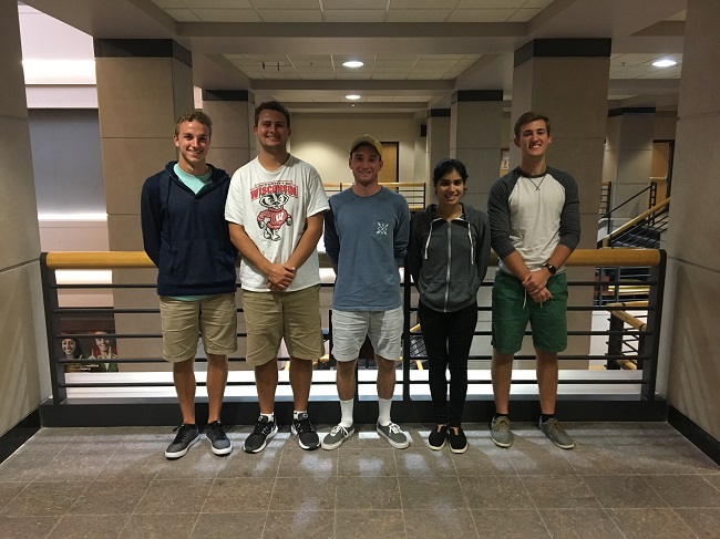 Team members from left to right: Timothy Madigan, Nicholas Pauly, Robert Meuler, Hayley Raj, Aaron Wagner