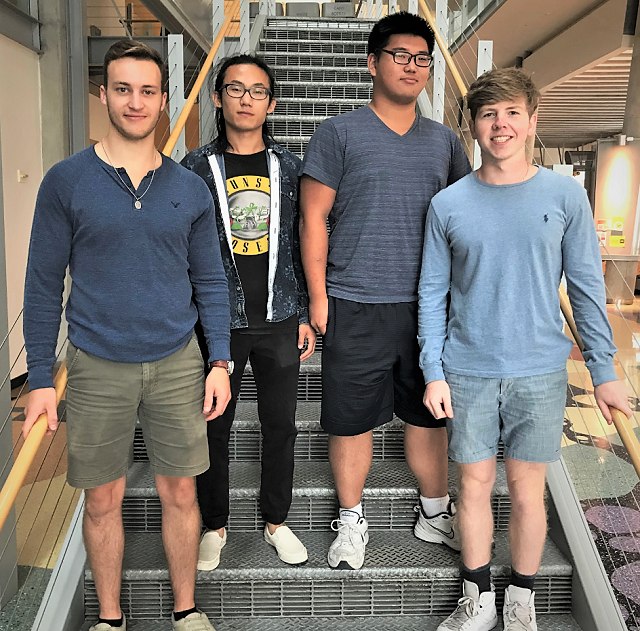 Team members from left to right: Jacob Andreae, Yiqun Ma, Jeffrey Tsai, William Guns