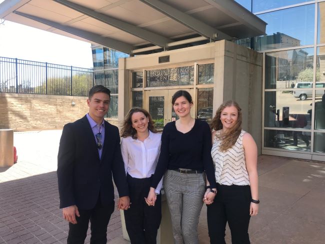 Team members from left to right: Samuel Crowell (BWIG and BPAG), Alison Schulz (Team Leader), Rachel Minehan (BSAC), Anna Samuelsohn (Team Communicator)