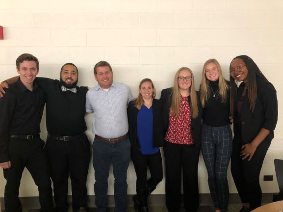 Team members from left to right: Micaiah Severe, Liam Granlund, Dr. Benjamin Cox, Dr. Pamela Lang, Laura Robinson, Megan Baier, Maisha Kasole
