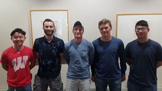 Team members from left to right: Jason Wang, Jiacomo Beckman, Robert Meuler, Christopher Wiegand, Joshua Giarto
