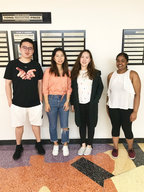 Team members from left to right: James Tang, Camille Duan, Maggie Zhou, Kavya Vasan