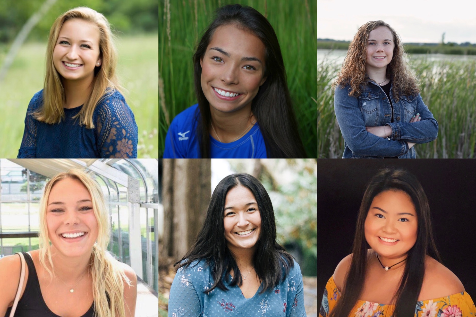 Top L to R: Haley Oswald, Anne Wong, and Lily Jaeger. Bottom L to R: Gabrielle Zuern, Kenzie Hurt, and Emily Lai.