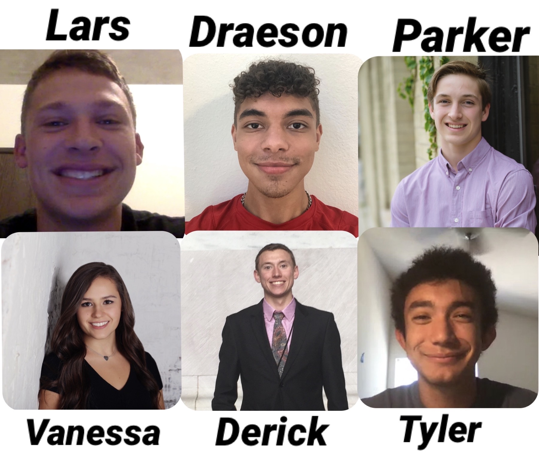 Lars Krugel, Draeson Marcoux, Parker Esswein,  Vanessa Obrycki, Derick Peters, and Tyler Linderman