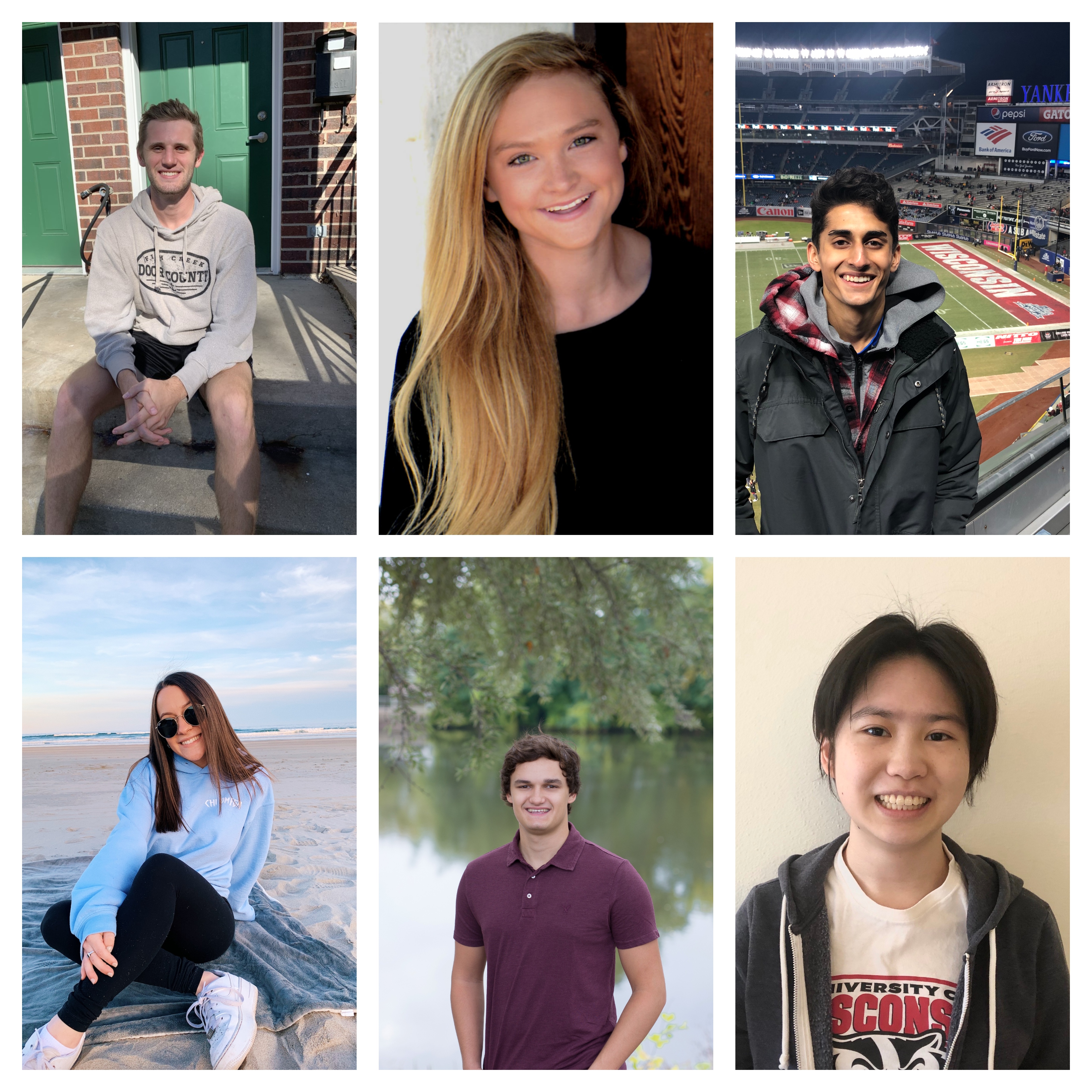 Top Row: Ethan Frohna, Parker Callender, Sanam "Sunny" Jhaveri; Bottom Row: Sammie Gilarde, Justin Grudem, Amy Cao