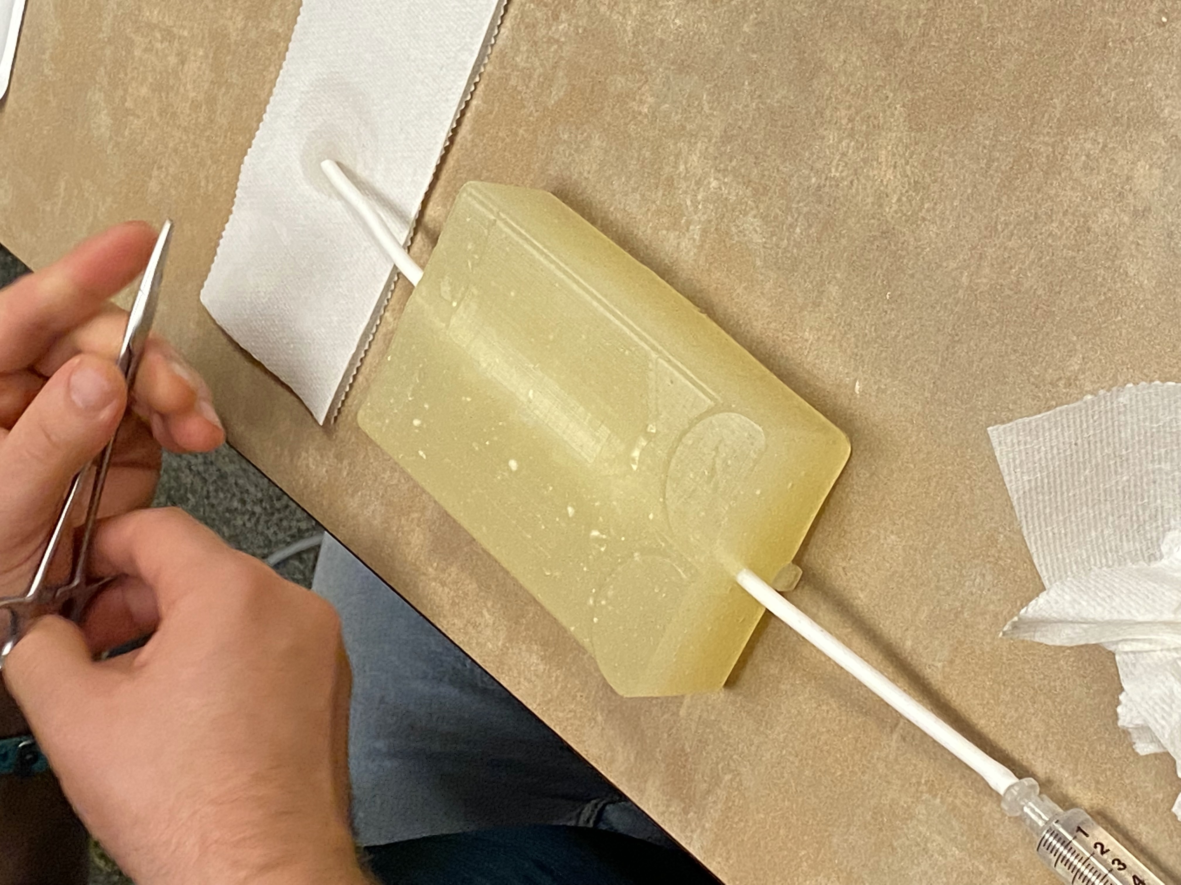 Final iteration of the lumbar puncture model made with the Spine Insert mold.