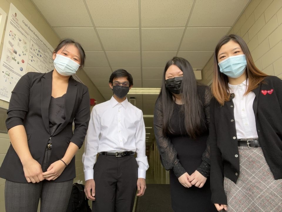 Left to right: Susan Xia (BSAC), Aditya Ailiani (BWIG/BPAG), Alex Li (Leader), Jennifer Qu (Communicator)