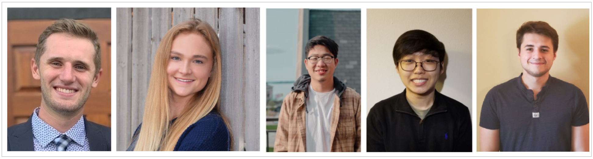 From left to right: Ethan Frohna, Parker Callender, Joshua Giarto, Young Kim, Noah Ruh