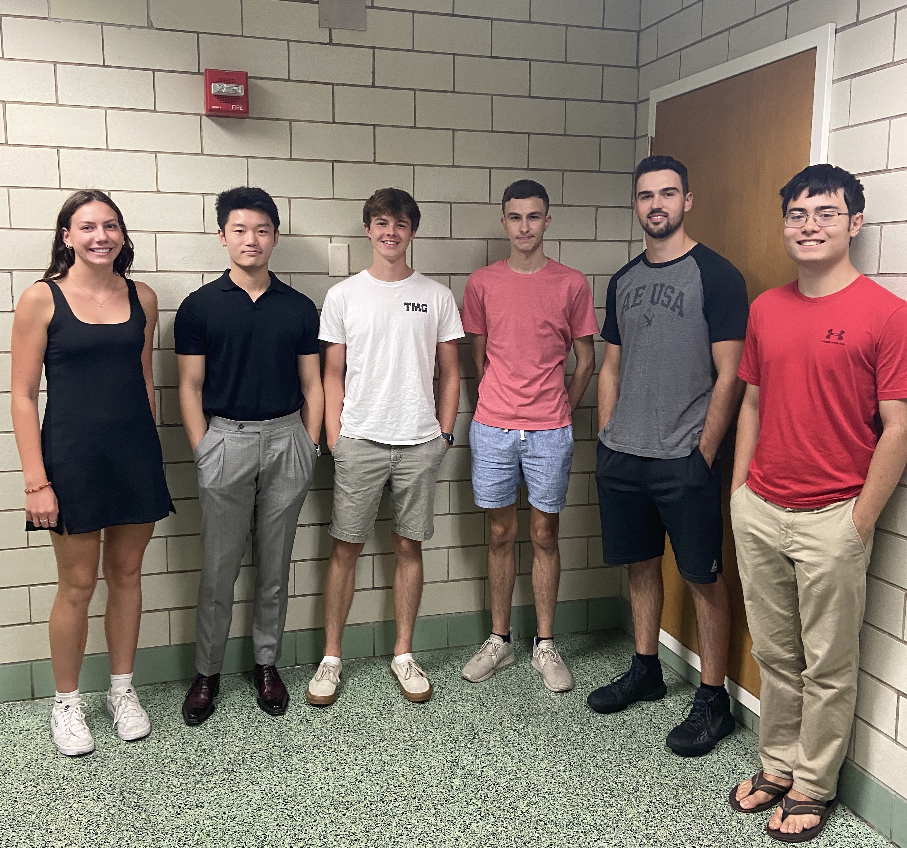 From left to right: Lindsay Marcinkevich, Richard Yang, Will Martin, Daniel Konon, Owen Kolnik, Logan De Lacy