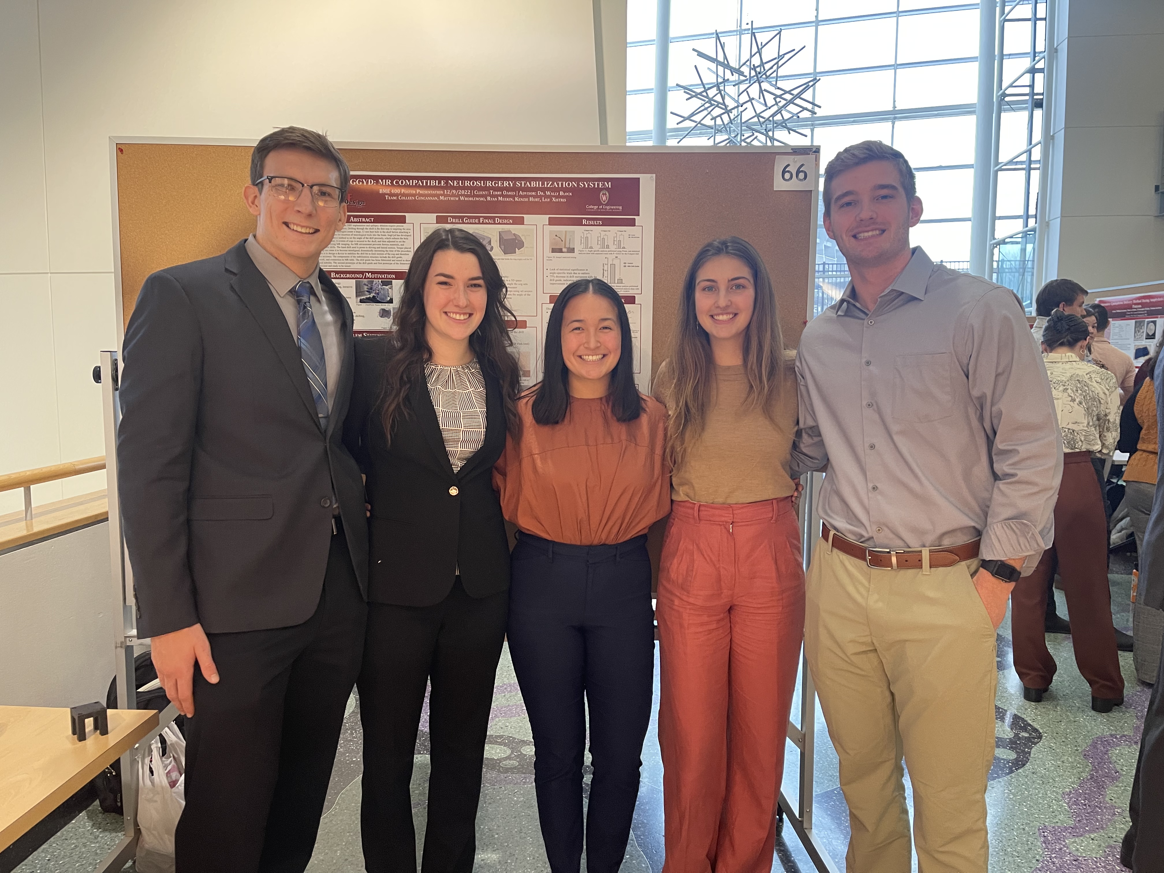 From left to right: Matthew Wroblewski, Colleen Cuncannan, Kenzie Hurt, Lily Xistris, and Ryan Meekin