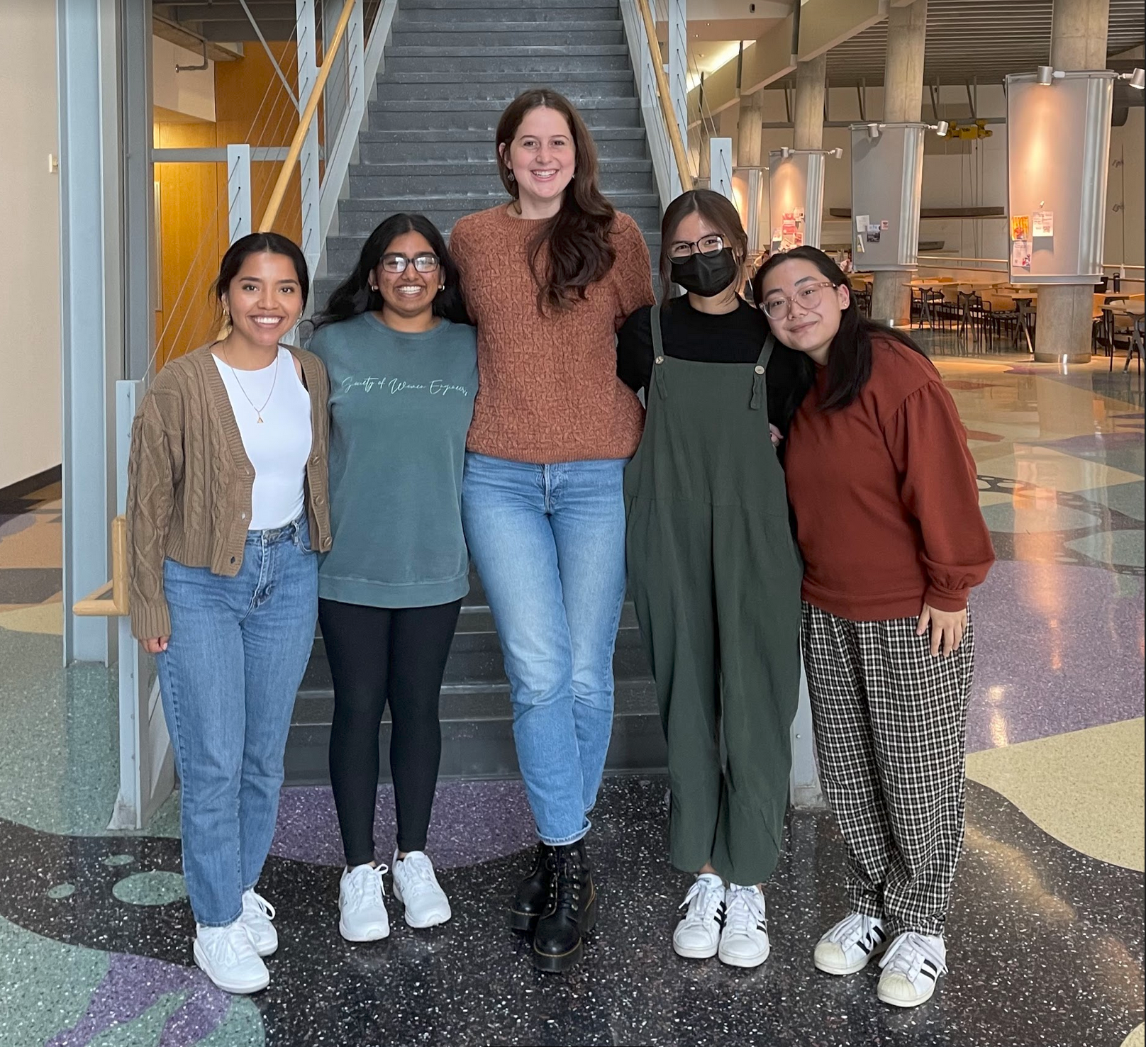 Left to Right: Fiorella Fernandez, Meghana Kalluri, Cate Flynn, Elli Hosokawa, Alex Thao