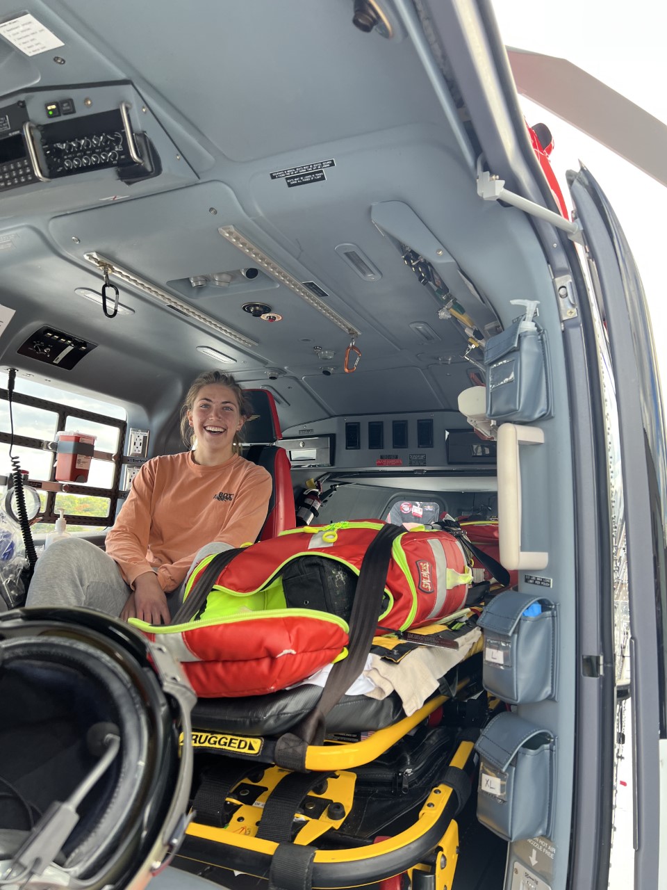 Visit to UW Health- inside of helicopter Pictured: Sydney