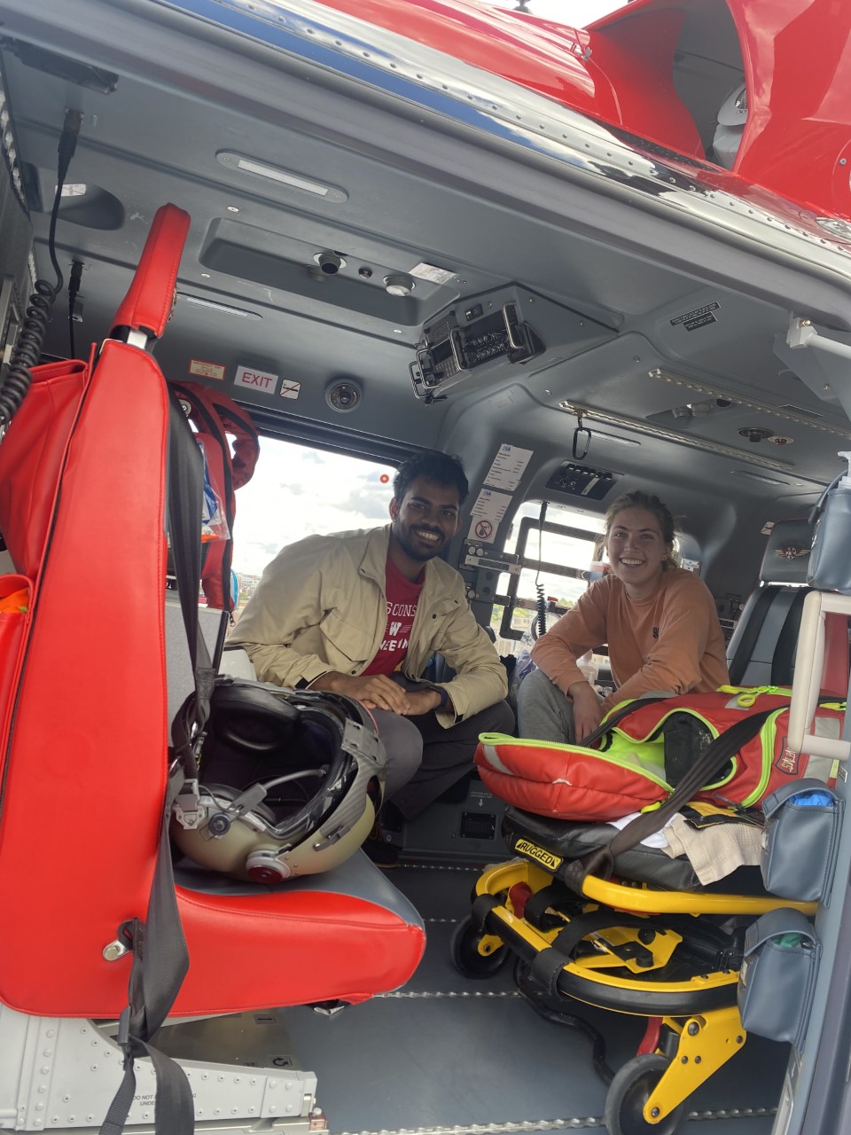 Visit to UW Health- Sydney and Josh in the helicopter