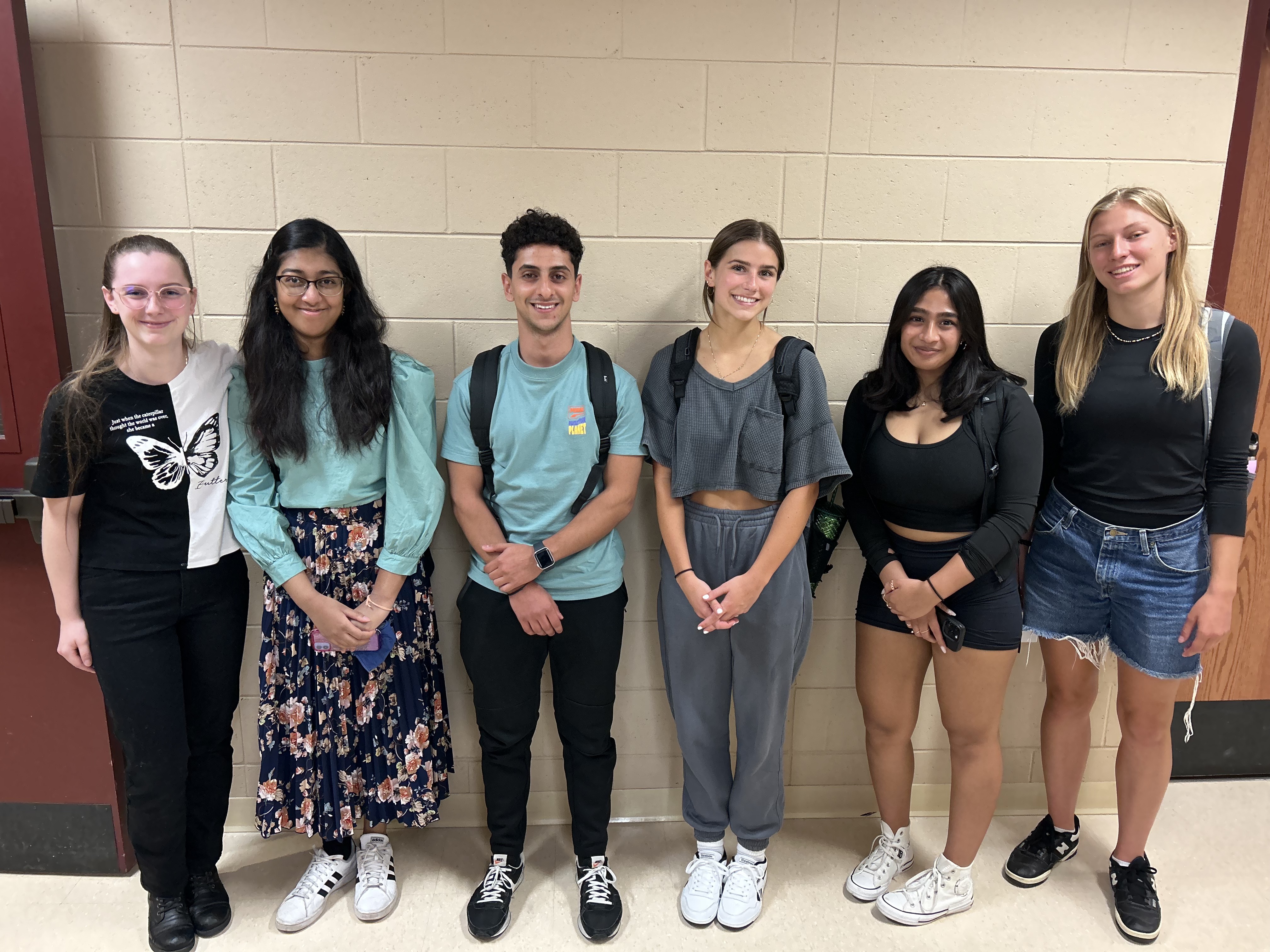 From left to right: Emily Rhine, Sai Rishi, Zahed Al-Hajji, Jackie Behring, Rini Anand, and Eva Schiltz