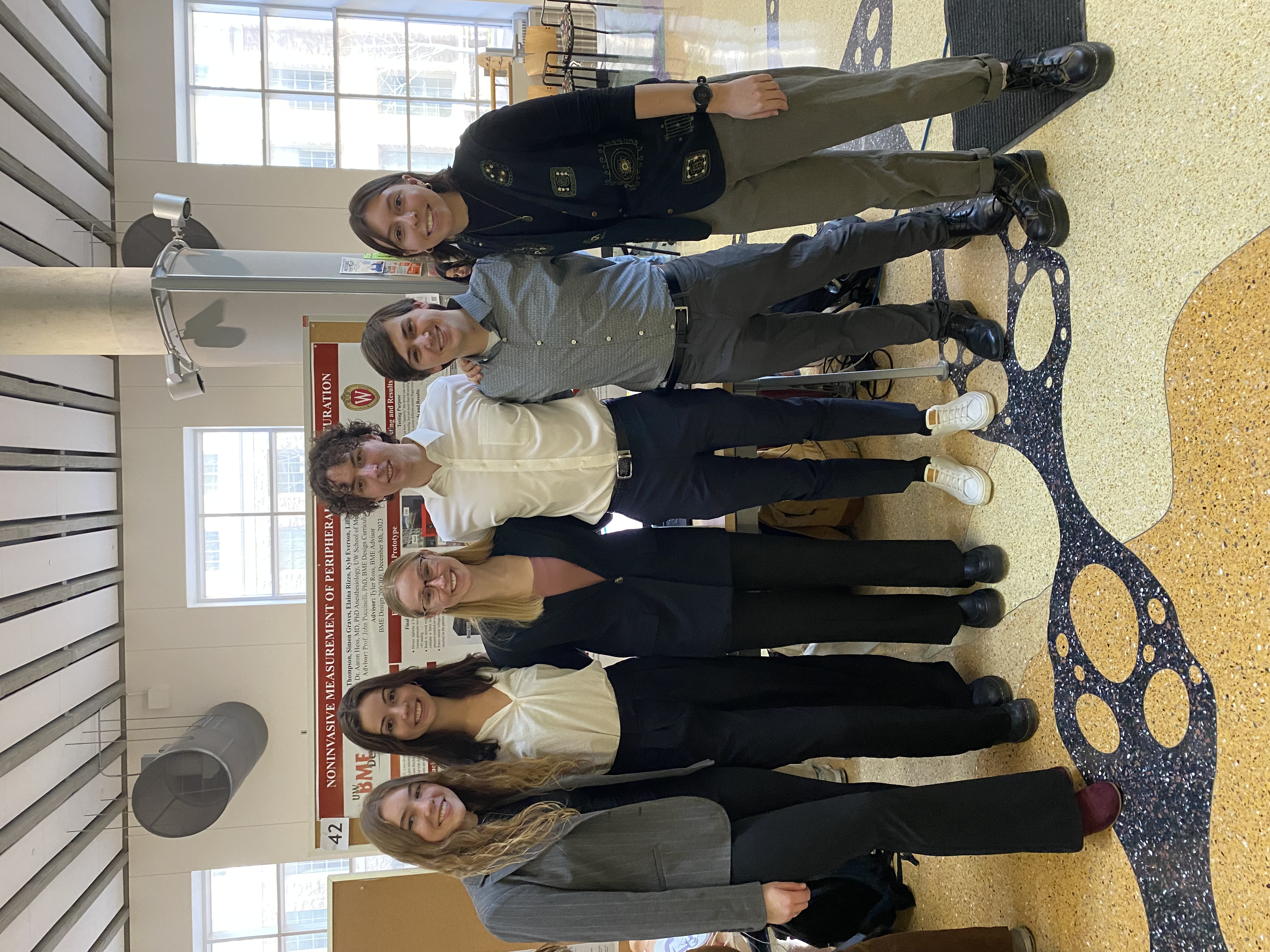 From left to right: Lillian Kahn, Elaina Rizzo, Chloe Thompson, Kyle Everson, Simon Graves, Lia Lejonvarn,