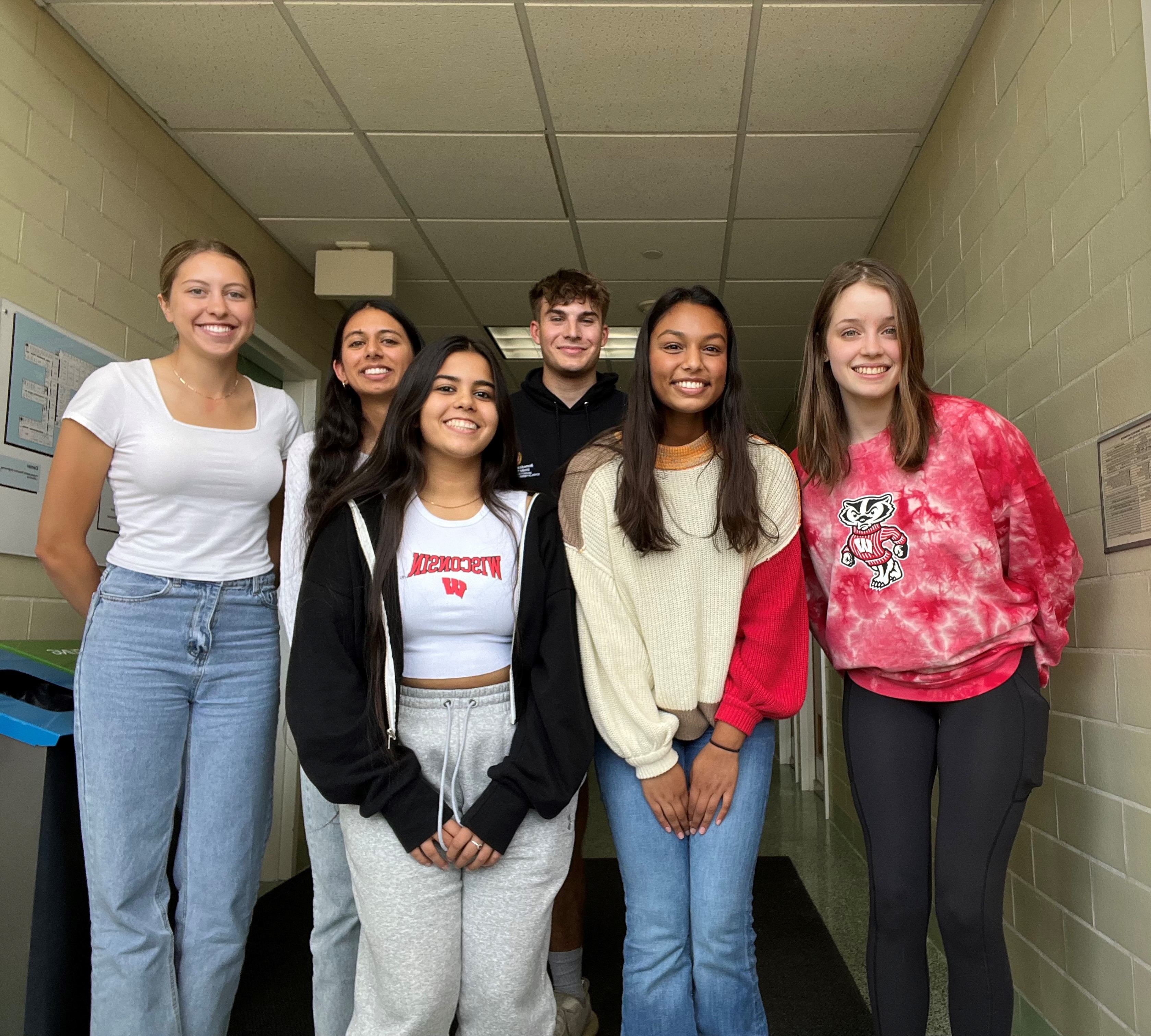 From left to right: Emily Wadzinski, Simmi Kaur, Simret Bhatia, Bryan Topercer, Neha Kulkarni, Orla Ryan