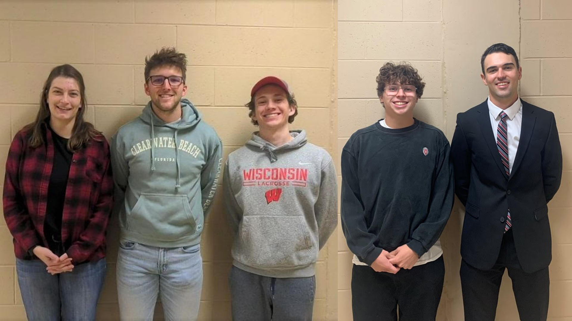 From left to right: Britney Lane, Carson Evenstad, Peter Noonan, Charlie Fisher, Owen Kolnik
