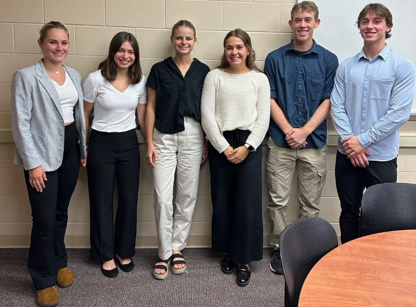 Team Photo: from left to right, Chloe Jacobson, Corissa Hutmaker, Rachel Trochlel, Erica Loe, Aksel Bresin, Cole Weaver