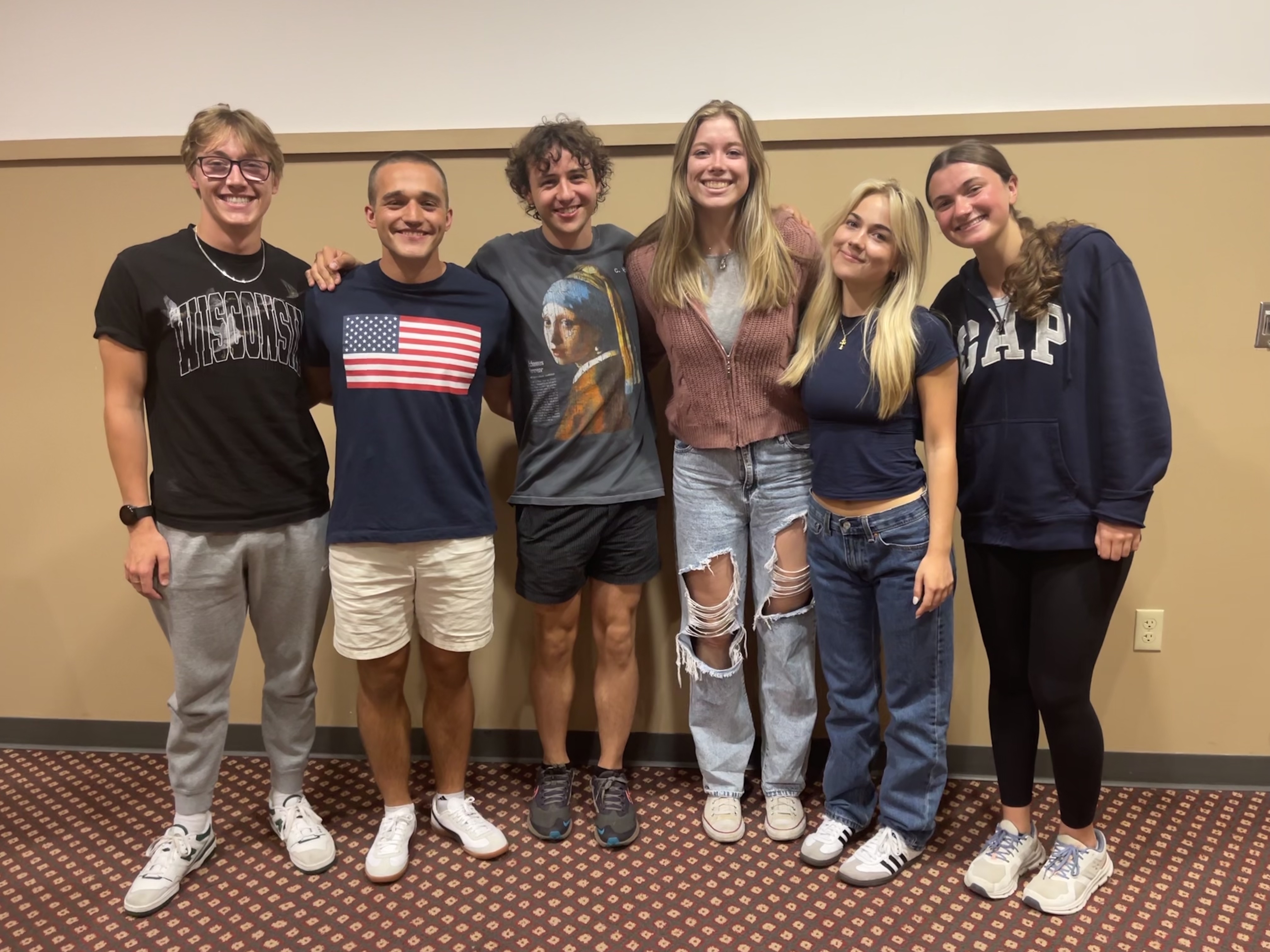 From left to right: Drew Hay, Adam Berdusco, Matthew Ceelen, Morgan McGauley, Ally Rausch, Sofia DeCicco