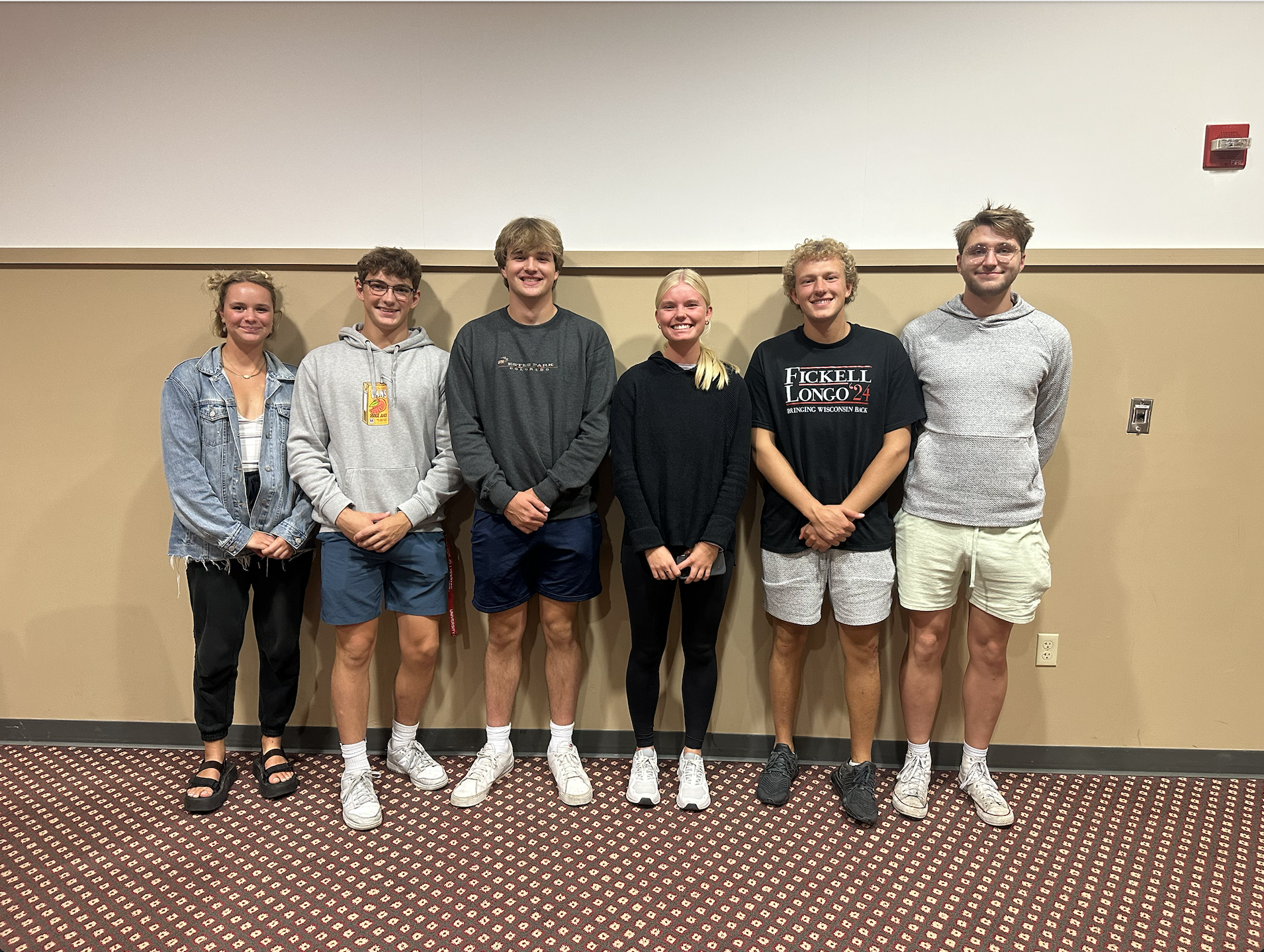From Left to Right: Tayler Carlson, Caden Binger, Bryan Heaton, Annika Syslack, Caelen Nickel, Charles Maysack-Landry