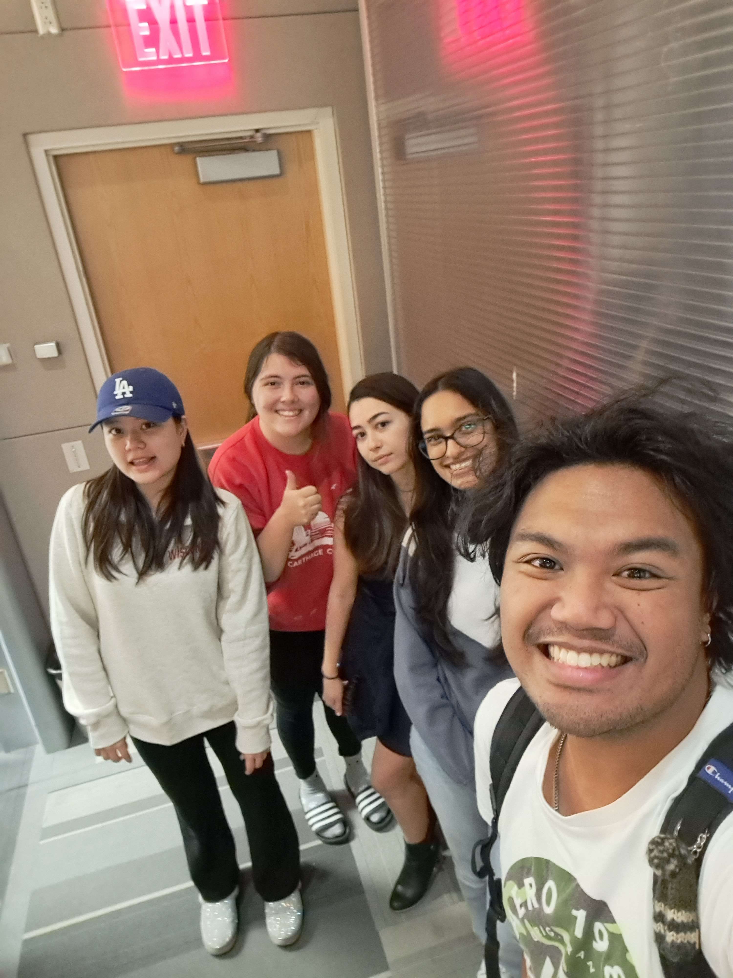 From left to right, Seyoung (Selina) Park, Loukia Agoudemos, Sophia Finn, Tanishka Sheth, Erwin Cruz