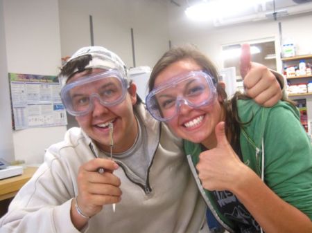 John and Sarah are happy we made our first biogel!
