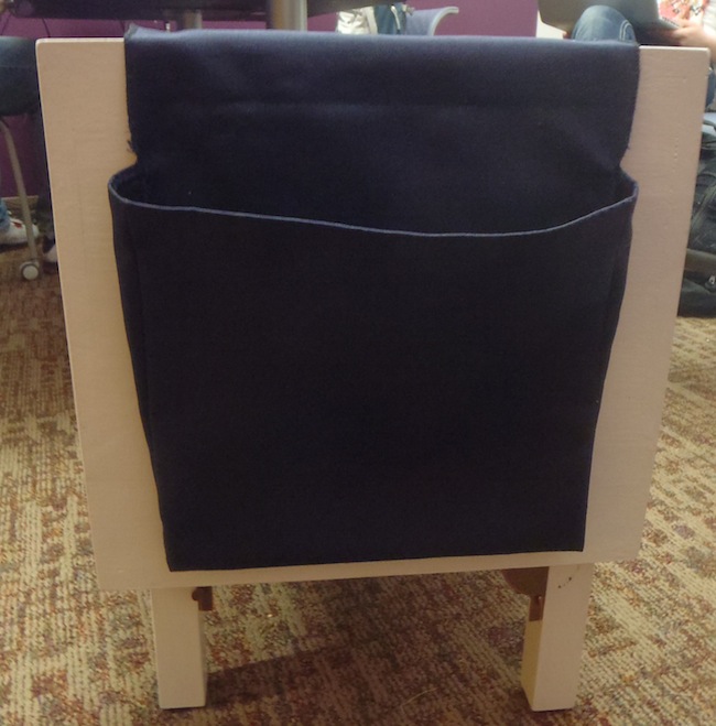 The box opposite to the side with the door. Pocket can be used for temporary storage.