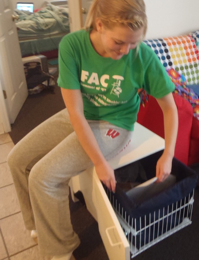 The chair in use with the drawer pulled out.
