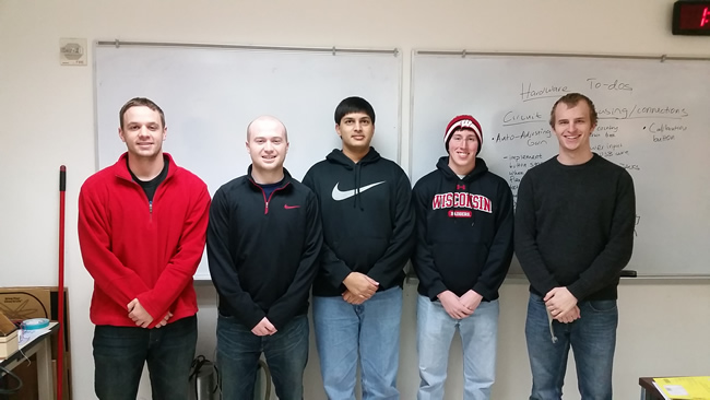 Team members from left to right: Andrew Vamos, Sam Jensen, Shawn Patel, Sam Lines, Michael Simonson